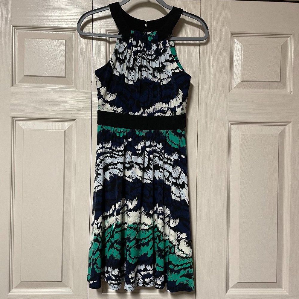 Max and Cleo Painted Feather Jersey Sleeveless Dress Party Office Casual 2 NWT